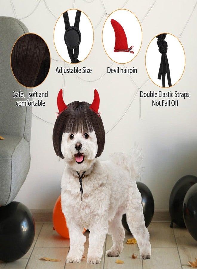 كولتيل زي تنكري للكلاب من كولتيل، شعر مستعار مضحك للحيوانات الأليفة مع إكسسوارات شيطانية، مناسب للكلاب والقطط الصغيرة والمتوسطة والكبيرة، هدية فريدة، قابل للتعديل ليناسب مختلف أحجام الرأس، زي تنكري لحفلات الأعياد ومهرجانات الكريسماس. - Image 2