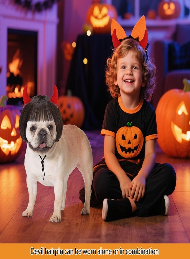 كولتيل زي تنكري للكلاب من كولتيل، شعر مستعار مضحك للحيوانات الأليفة مع إكسسوارات شيطانية، مناسب للكلاب والقطط الصغيرة والمتوسطة والكبيرة، هدية فريدة، قابل للتعديل ليناسب مختلف أحجام الرأس، زي تنكري لحفلات الأعياد ومهرجانات الكريسماس. - Image 5