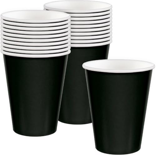 Amscan Vibrant Jet Black Paper Cups (Pack of 20) - 9 oz. - Perfect for Parties, Gatherings, Picnics & Home Use - Image 1