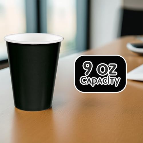 Amscan Vibrant Jet Black Paper Cups (Pack of 20) - 9 oz. - Perfect for Parties, Gatherings, Picnics & Home Use - Image 5