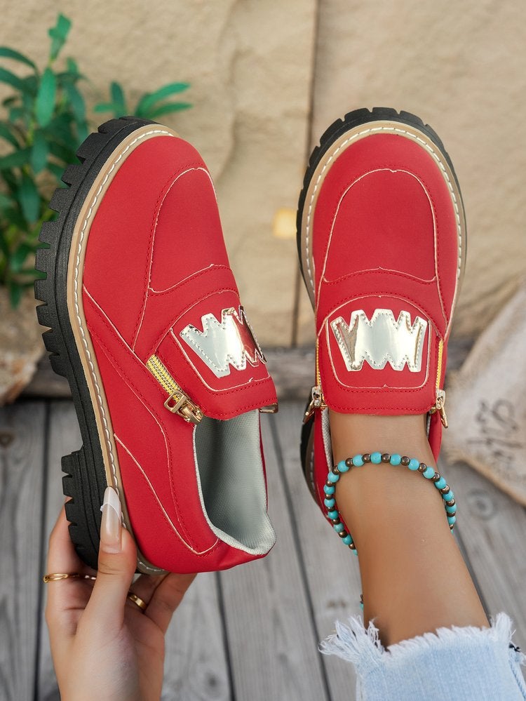 Large Size Export Sports Shoes With Platform Sole And Side Zipper, Casual Sports Shoes - Image 1
