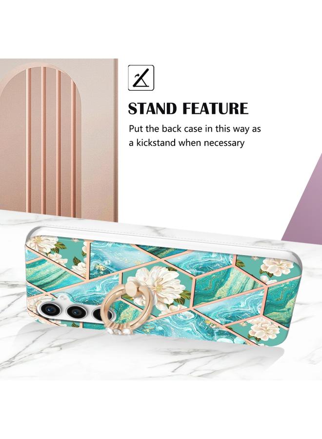 S-TOP Case For Samsung Galaxy S23 FE 5G Splicing Marble Flower IMD TPU Phone Case with Ring Holder - Image 3