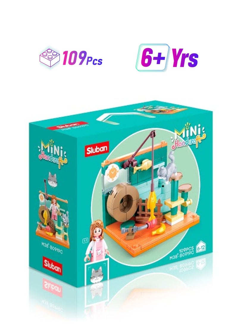 Sluban Sluban Mini Handcraft Series - Cat Room Building Blocks 109Piece With Mini Figures - For Age 6+ Years Old - Image 1