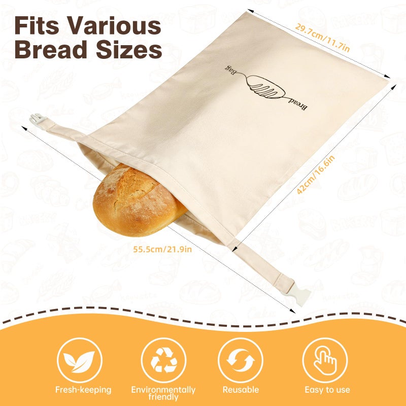 LDJRCP Reusable Beeswax Bread Bags for Sourdough Baking (2 Pack) XL - Organic Cotton Beeswax sourdough bread bags, Eco-Friendly, Freezer-Safe, Keep Homemade Bread Fresh, Food-Storage Bag - Image 2
