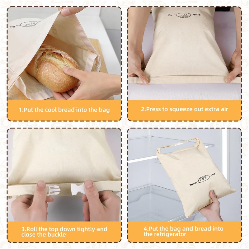 LDJRCP Reusable Beeswax Bread Bags for Sourdough Baking (2 Pack) XL - Organic Cotton Beeswax sourdough bread bags, Eco-Friendly, Freezer-Safe, Keep Homemade Bread Fresh, Food-Storage Bag - Image 4