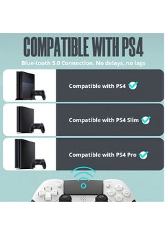 كوجار وحدة تحكم لاسلكية لـ PS4 وPC مع زرّين قابلين للتعديل في الخلف، مدخل سماعة 3.5مم، ميزة Turbo، تحكم بالاستشعار الحركي، اهتزاز مزدوج، متوافقة مع PS4 (Slim و Pro) وPC (إصدارات 7 و 8 و 10 و 11).  - Image 5