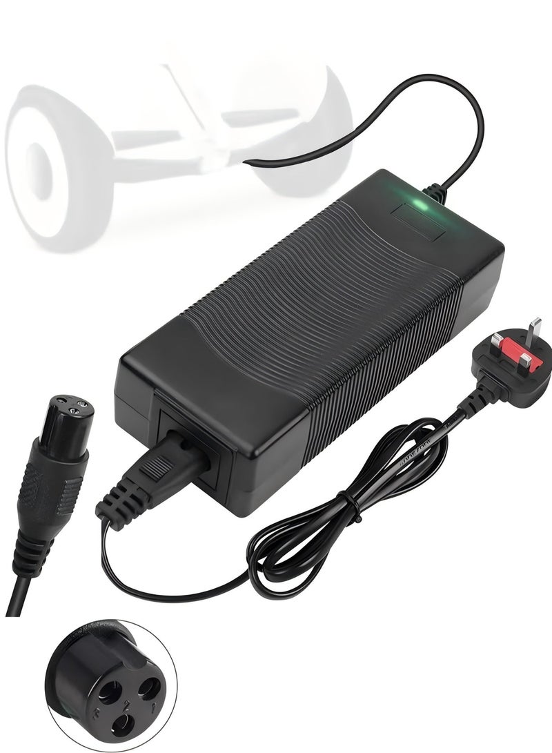 S-Color Electric Scooter Charger 3 Pin, DC 8mm Port Universal Power Adapter, 42V Lithium Battery Charger for Hoverboard, Self-Balancing Scooter, Drifting Board, Unicycle, Electric Bike - Image 1