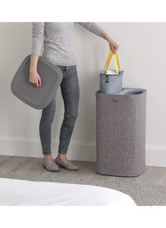Joseph Joseph Tota 60litre Laundry Separation Basket with lid, 2 Removable Washing Bags Handles Grey  - Image 3