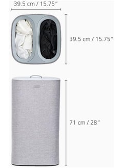 Joseph Joseph Tota 60litre Laundry Separation Basket with lid, 2 Removable Washing Bags Handles Grey  - Image 2