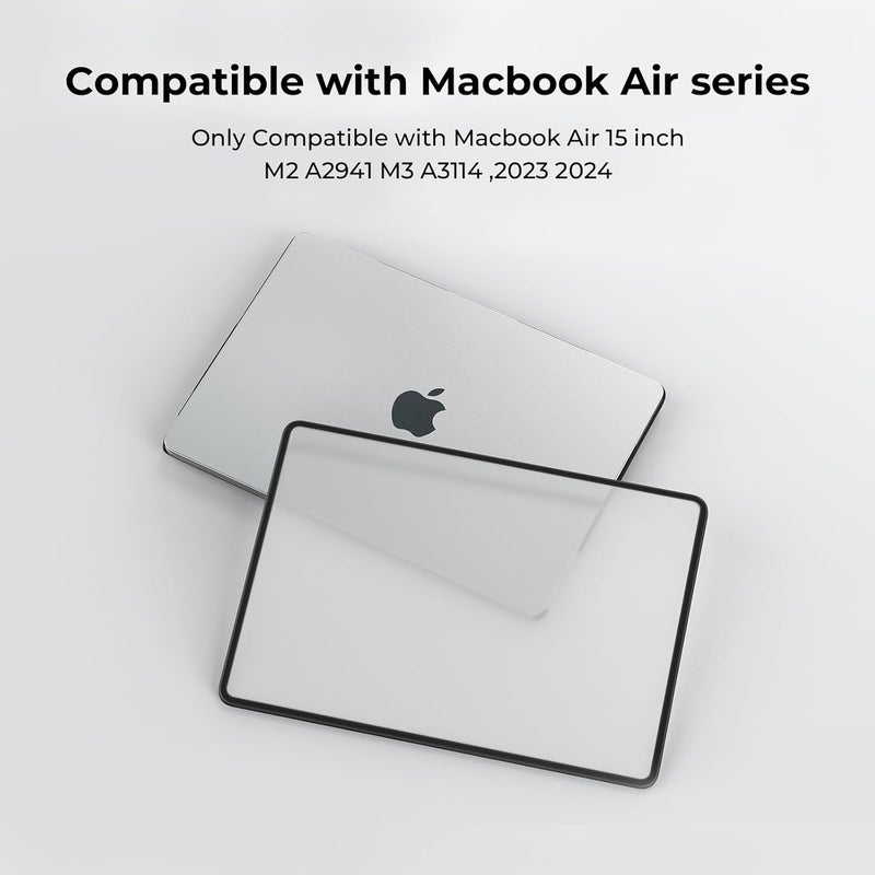 BlueSwan غطاء صلب من BlueSwan متوافق مع MacBook Air 15 بوصة M4 M3 M2 2025 2024 2023 A3241 A3114 A2941، إطار TPU مضاد للصدمات، PC غير لامع مضاد لبصمات الأصابع، غطاء Air 15.3 - شفاف مصنفر - Image 2