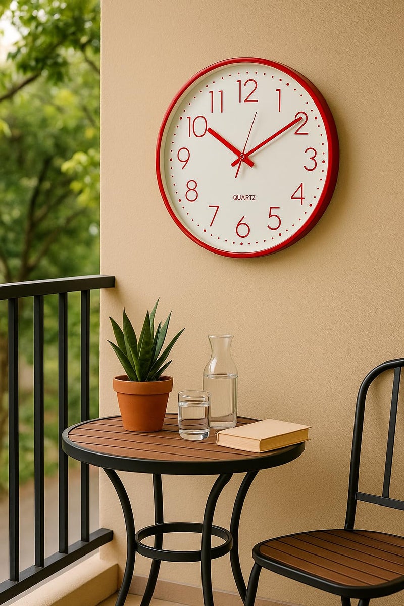 Xtore Modern Round Wall Clock with Luxurious Finish (Pack of 1, RED) - Image 5