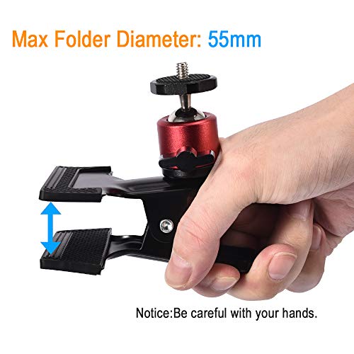 UTEBIT Tripod Camera Clip Clamp with 360 Degree Swivel Mini Ball Head 2 Pack Clip Camera Mount Photography Accessories 1/4'' Screw Black Spring Clamp for DSLR Video Photoshoot Studio - Image 3