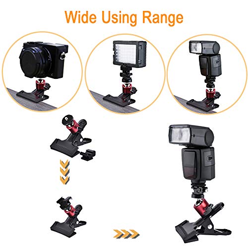 UTEBIT Tripod Camera Clip Clamp with 360 Degree Swivel Mini Ball Head 2 Pack Clip Camera Mount Photography Accessories 1/4'' Screw Black Spring Clamp for DSLR Video Photoshoot Studio - Image 5