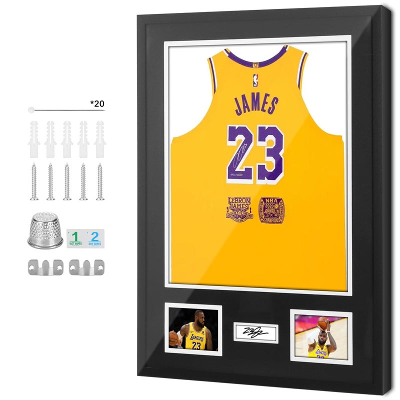 Nice C Jersey Frame Display Cases, Jersey Frame with Pictures Photos Slots, Jersey Shadow Box Shirt Wall Display Case, Signature Display, 98% UV Protection, Football Basketball Soccer (1 Pack) - Image 1
