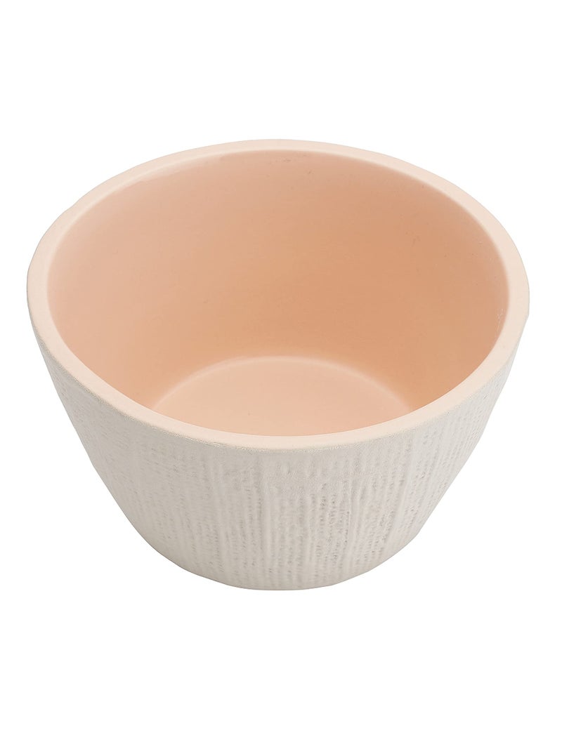miah decor Miah Décor Handcrafted Textured Cream & Pink Serving Bowls (Dia-6")-Set of 2 - Image 1