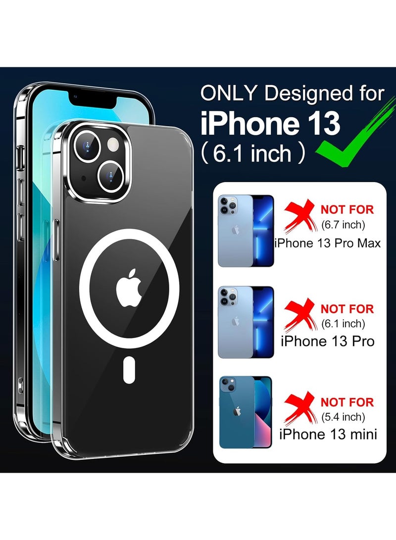 دينكس حزمة 3 في 1 لهاتف iPhone 13، حافظة شفافة مع واقي شاشة وواقي عدسة، متوافقة مع Magsafe، حماية عالية الجودة ومضادة للاصفرار، حافظة مغناطيسية لهاتف iPhone 13، شفافة - Image 2