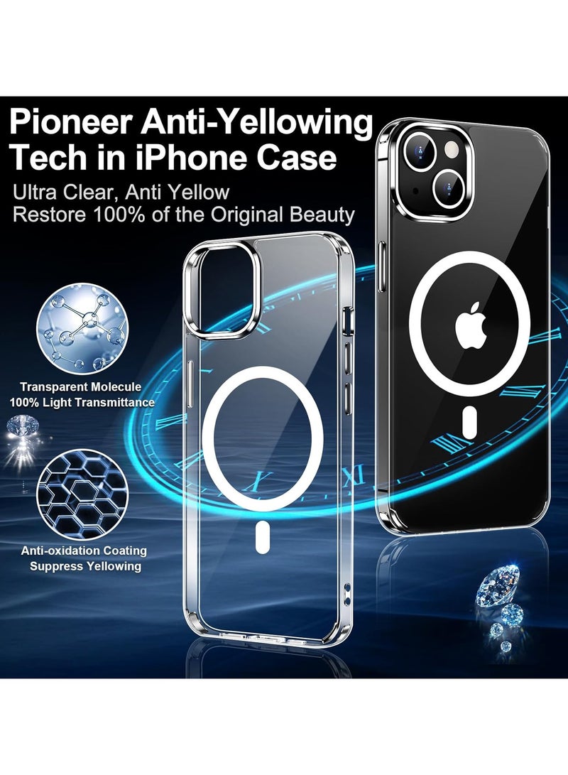 دينكس حزمة 3 في 1 لهاتف iPhone 13، حافظة شفافة مع واقي شاشة وواقي عدسة، متوافقة مع Magsafe، حماية عالية الجودة ومضادة للاصفرار، حافظة مغناطيسية لهاتف iPhone 13، شفافة - Image 5