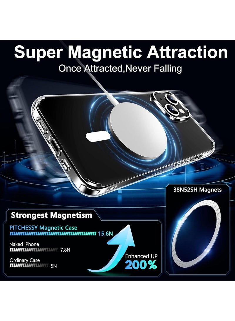 دينكس حزمة 3 في 1 لهاتف iPhone 13، حافظة شفافة مع واقي شاشة وواقي عدسة، متوافقة مع Magsafe، حماية عالية الجودة ومضادة للاصفرار، حافظة مغناطيسية لهاتف iPhone 13، شفافة - Image 4