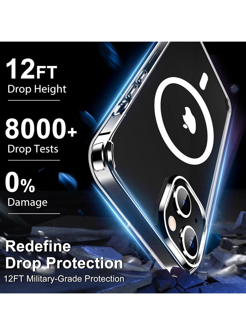 دينكس حزمة 3 في 1 لهاتف iPhone 13، حافظة شفافة مع واقي شاشة وواقي عدسة، متوافقة مع Magsafe، حماية عالية الجودة ومضادة للاصفرار، حافظة مغناطيسية لهاتف iPhone 13، شفافة - Image 3