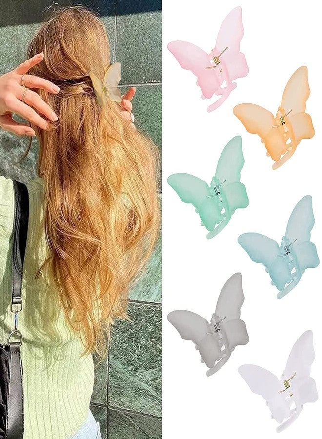 Big Box 6 Butterfly Hair Clips 1.6" Small Hair Clips Jaw Clips Non Slip Butterfly Clips For Hair Cute Hair Claw Clips For Thin Thick Hair Accessories For Women Girls, Multicolor - Image 1