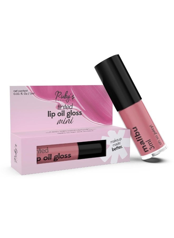 Ruby's Organics Mini Lip Oil Gloss for Women and Girls, All Skin Tones- Moisturizing, Long Lasting, Non Sticky & Non Drying Formula, Glossy Texture, Natural Lip Makeup, Paraben Free - Malibu, 3 ml - Image 1