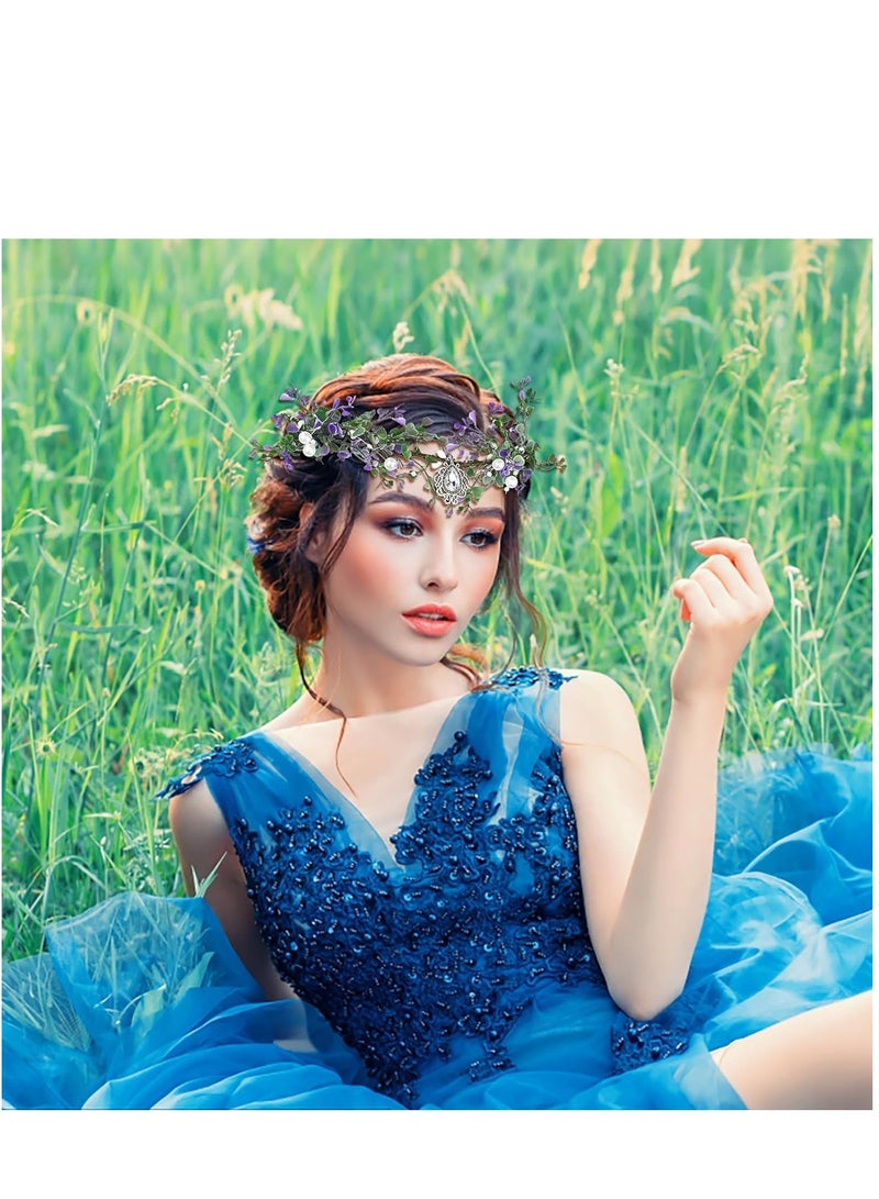 SYOSI Flower Headband for Wedding Girls Boho Floral Crown Wedding Hair Accessories for Kids Princess Headpiece Flower Headband for Girl and Flower Girls Adjustable Headband for Wedding Festival Party - Image 3