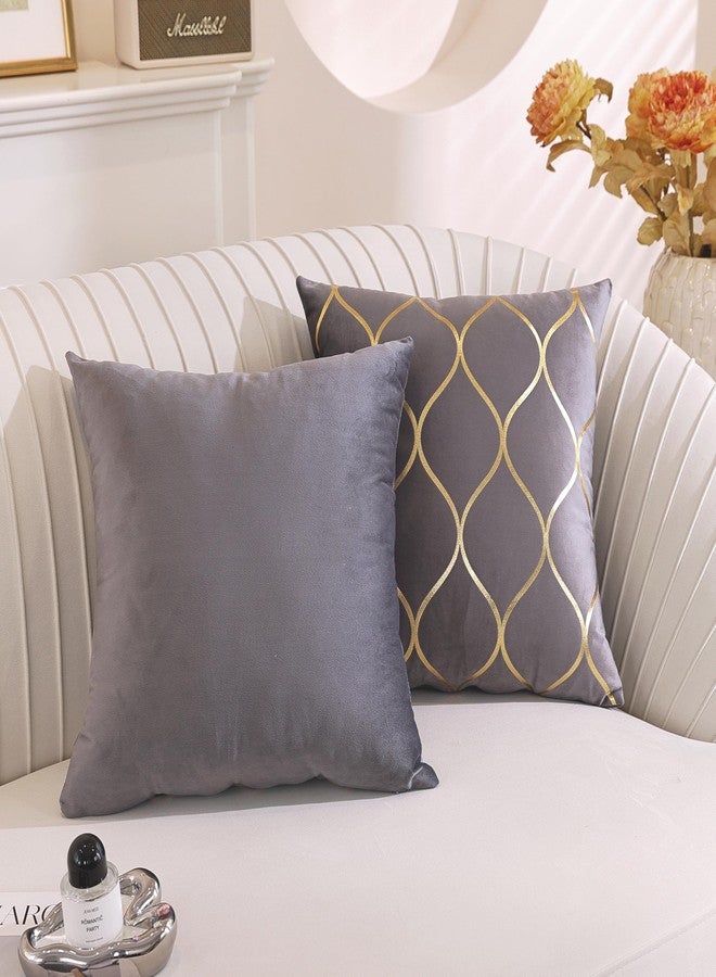 Gyulin Pack of 4 Gold Velvet Throw Pillow Covers 18x18 Inches Solid Square Pillow Covers Geometric Cushion Covers for Couch Sofa Home Bedroom Décor, Navy Blue - Image 2