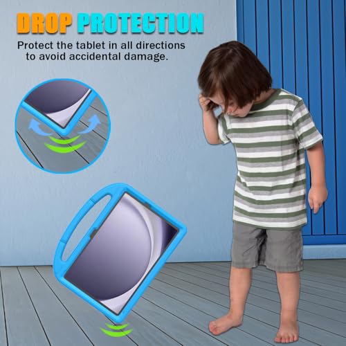 Lainergie Samsung Galaxy Tab A11+ Plus/A9+ Plus Case for Kids 11 Inch 2025/2024 Release, Galaxy Tab A11+/A9+ Case Lightweight Shockproof Kids Friendly Cover with Handle Stand, Blue - Image 3