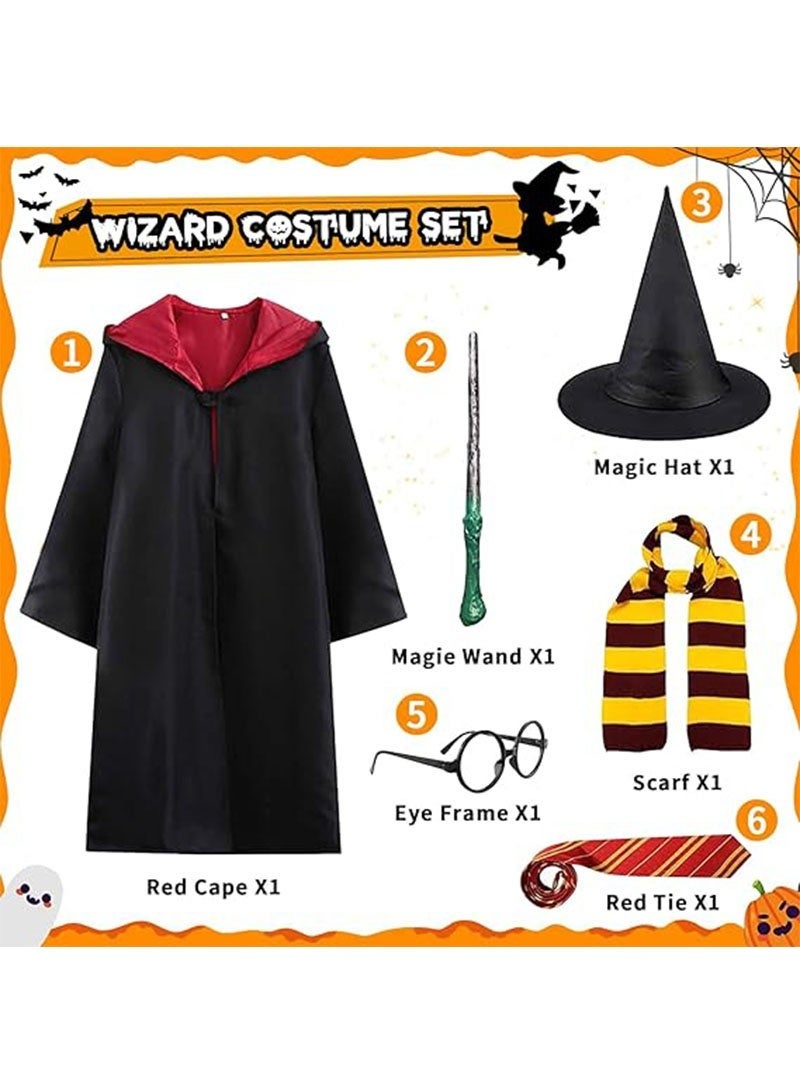 Yoawllty Halloween Costumes for Kids, Halloween Costume Kit Includes Robe, Scarf, Tie, Glowing Wand, Glasses and Hat, Halloween Costumes for Boys Girls(155cm) - Image 3