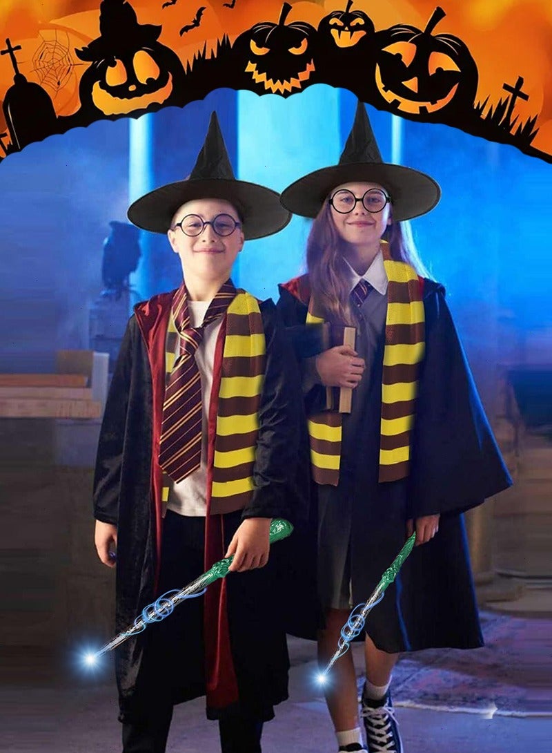 Yoawllty Halloween Costumes for Kids, Halloween Costume Kit Includes Robe, Scarf, Tie, Glowing Wand, Glasses and Hat, Halloween Costumes for Boys Girls(155cm) - Image 2
