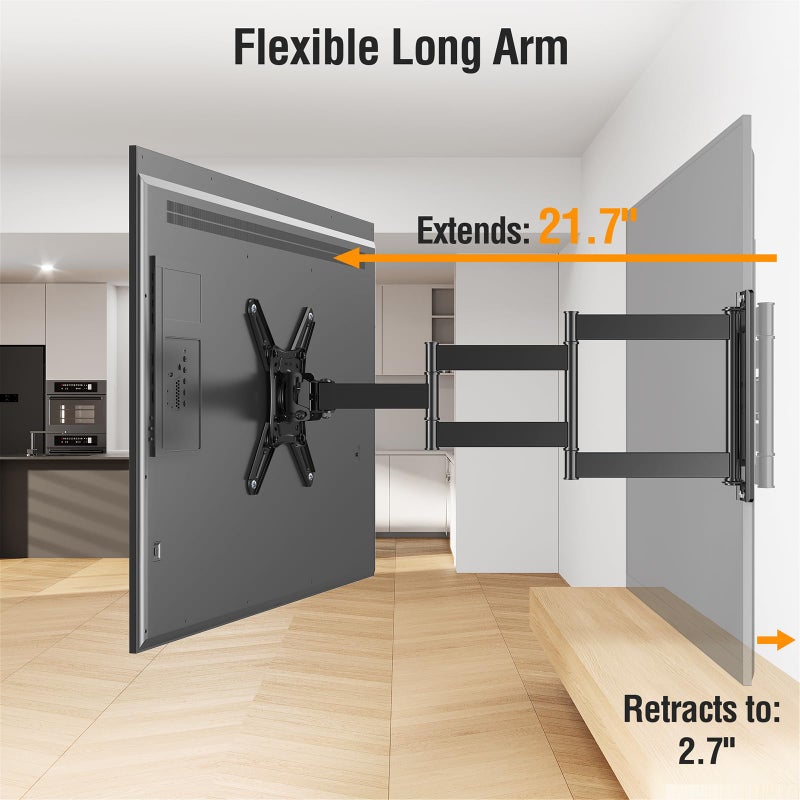 ELIVED Long Arm TV Wall Mount for Most 14-42 Inch tvs & Monitors, 21.7 Inch Long Extension TV Mount Swivel and Tilt, Full Motion Wall Mount Bracket Fit Max VESA 200x200mm, Holds up to 44 lbs. - Image 4