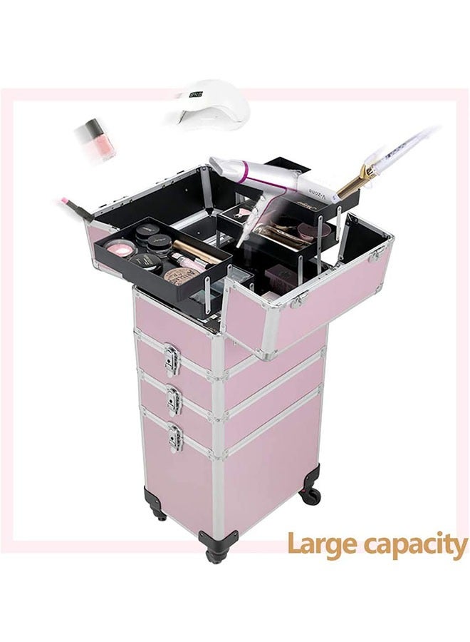 Professional Makeup Case, Rolling Makeup Trolley Case, Large Makeup Train Case, Portable Traveling Cosmetic Case, Lockable Jewelry Travel Cosmetic - Image 4