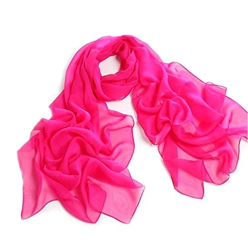 Tapp Collections Fashionable Solid Color Chiffon Scarf - Magenta - Image 1