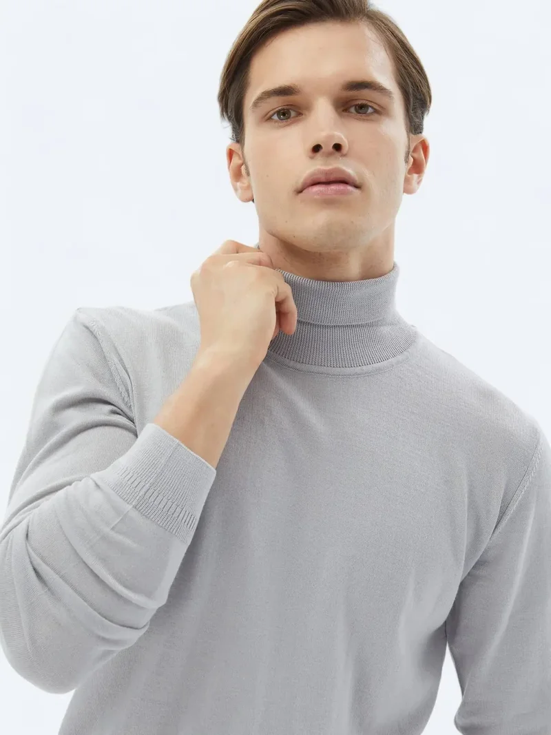Kip Grey Turtleneck Knitwear Sweatshirt