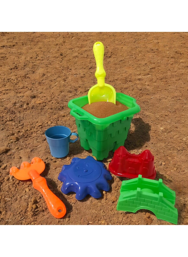 حسم العاب رمل شاطئ للاطفال، العاب رمل مع دلو رمل، مجموعة ادوات الشاطئ، مجموعة بناء القلعة الرملية - العاب سفر للاطفال الصغار في الهواء الطلق للاولاد والبنات - Image 1