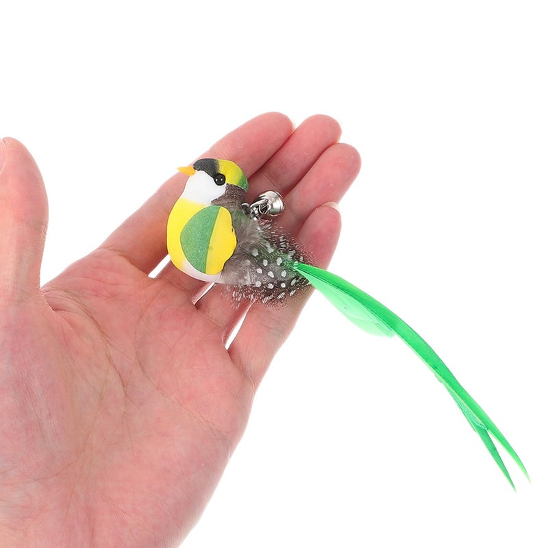 Cat Teaser Wand Refill with Feather Bird and Bell Interactive Toy - Image 5