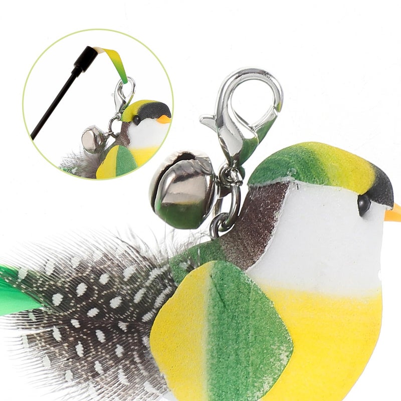 Cat Teaser Wand Refill with Feather Bird and Bell Interactive Toy - Image 4