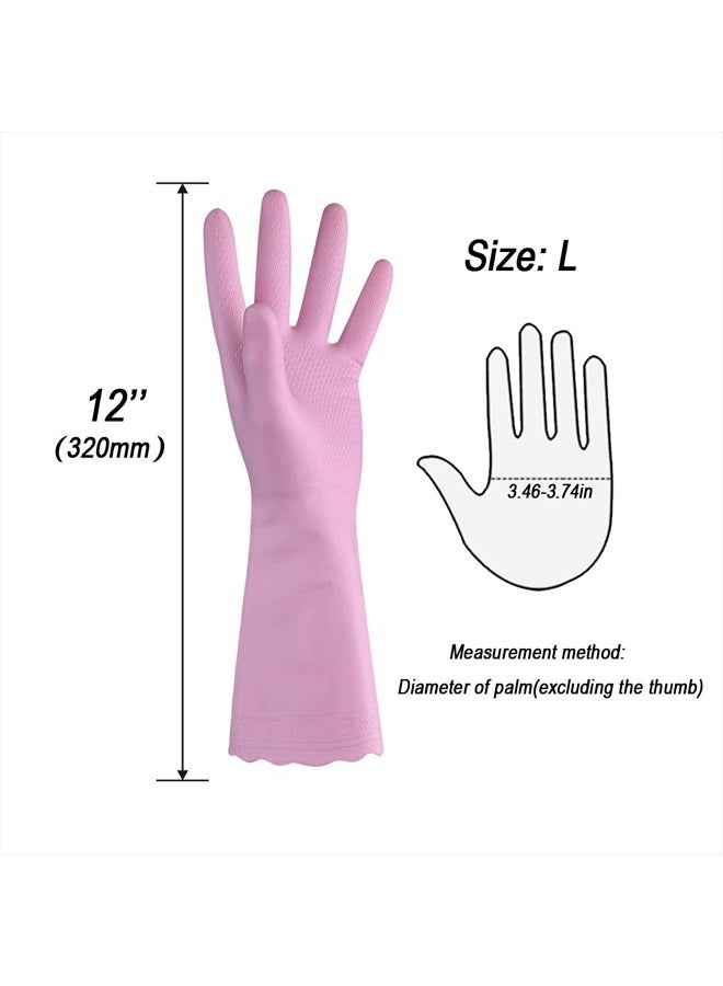 HSL Household Cleaning Gloves - Reusable Kitchen Dishwashing Gloves with Latex Free, Cotton lining, Waterproof, Non-Slip (Large, 2 Pairs) - Image 2