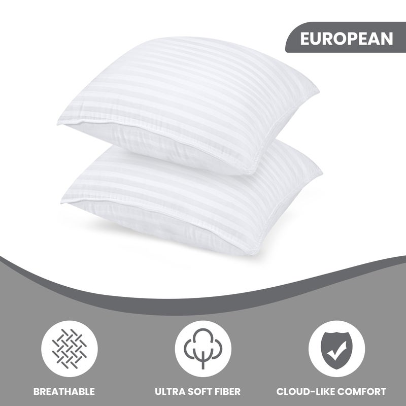 Utopia Bedding Bed Pillows for Sleeping European Size  1150 Grams Filled Hotel Quality Cooling Pillows for Side  Back or Stomach Sleepers (White  Set of 2) - Image 2