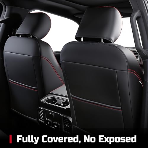 Carlimeki Premium Faux Leather Seat Covers for Ford F150 SuperCrew XL XLT STX (2021–2026) & F250/F350/F450 Crew Cab XL XLT (2023–2026) - Fully Covered - Designed for 40/Console/40 Front Seats - Camo Black - Image 3