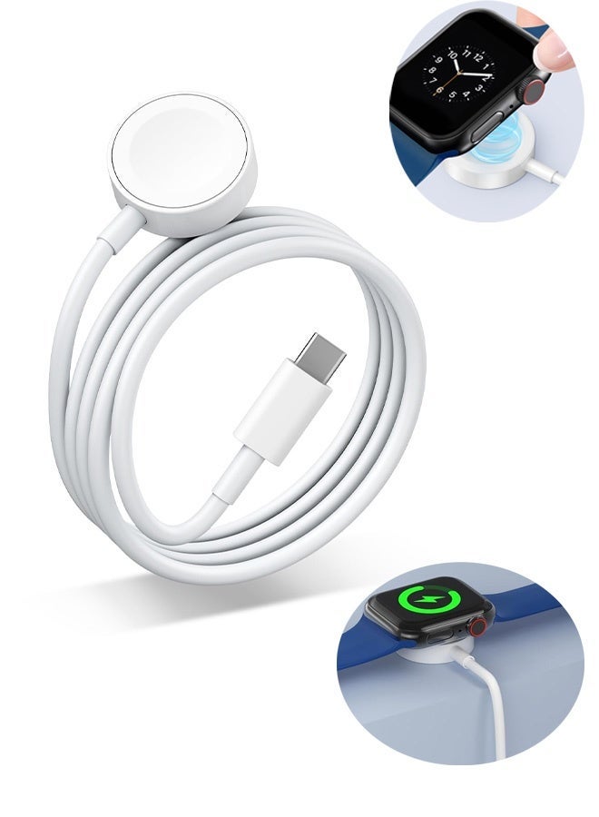 سلك شاحن ساعة USB C شحن سريع مغناطيسي متوافق مع Apple Watch ، كابل شحن ساعة لاسلكي متوافق مع Watch Series 9/8/7/Ultra/Ultra2/SE2/6/5/4/3/2/1/SE1 ، شاحن سريع مغناطيسي USB Runner ، 1 متر - Image 1