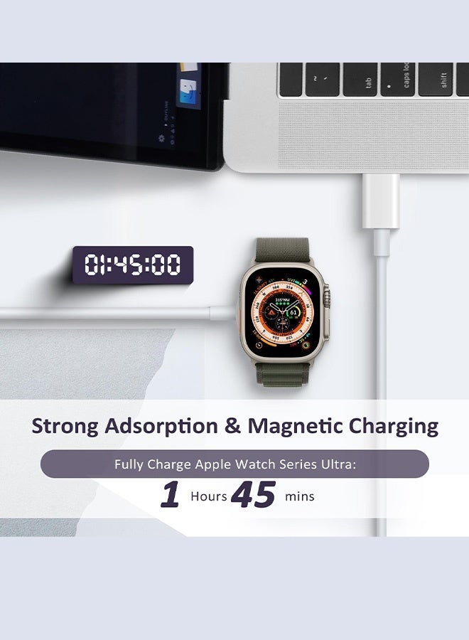 سلك شاحن ساعة USB C شحن سريع مغناطيسي متوافق مع Apple Watch ، كابل شحن ساعة لاسلكي متوافق مع Watch Series 9/8/7/Ultra/Ultra2/SE2/6/5/4/3/2/1/SE1 ، شاحن سريع مغناطيسي USB Runner ، 1 متر - Image 5