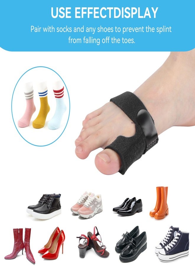 Agatige Toe Brace, Multi Adhesive Toe Fracture Fixator, Hallux Valgus Correction Splints, Toe Protectors Support Brace for Men Women(Black) - Image 3