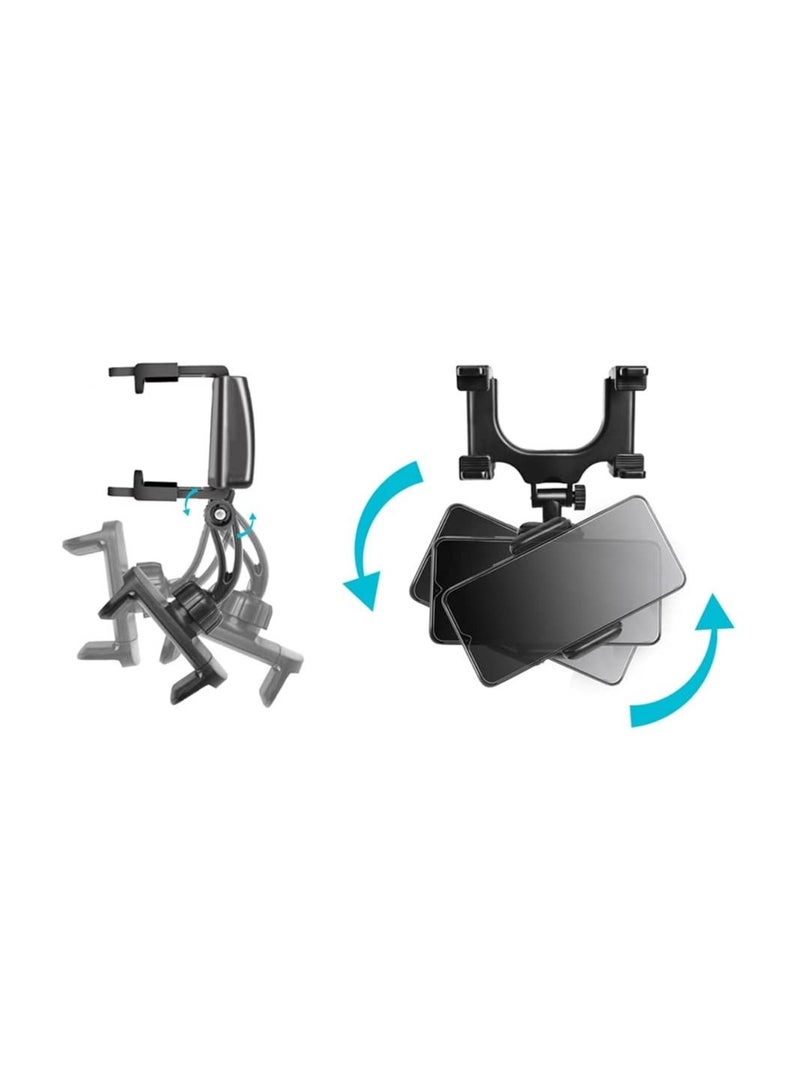 Rear View Mirror Phone Holder Mount with 270° Adjustable Clips - Image 2