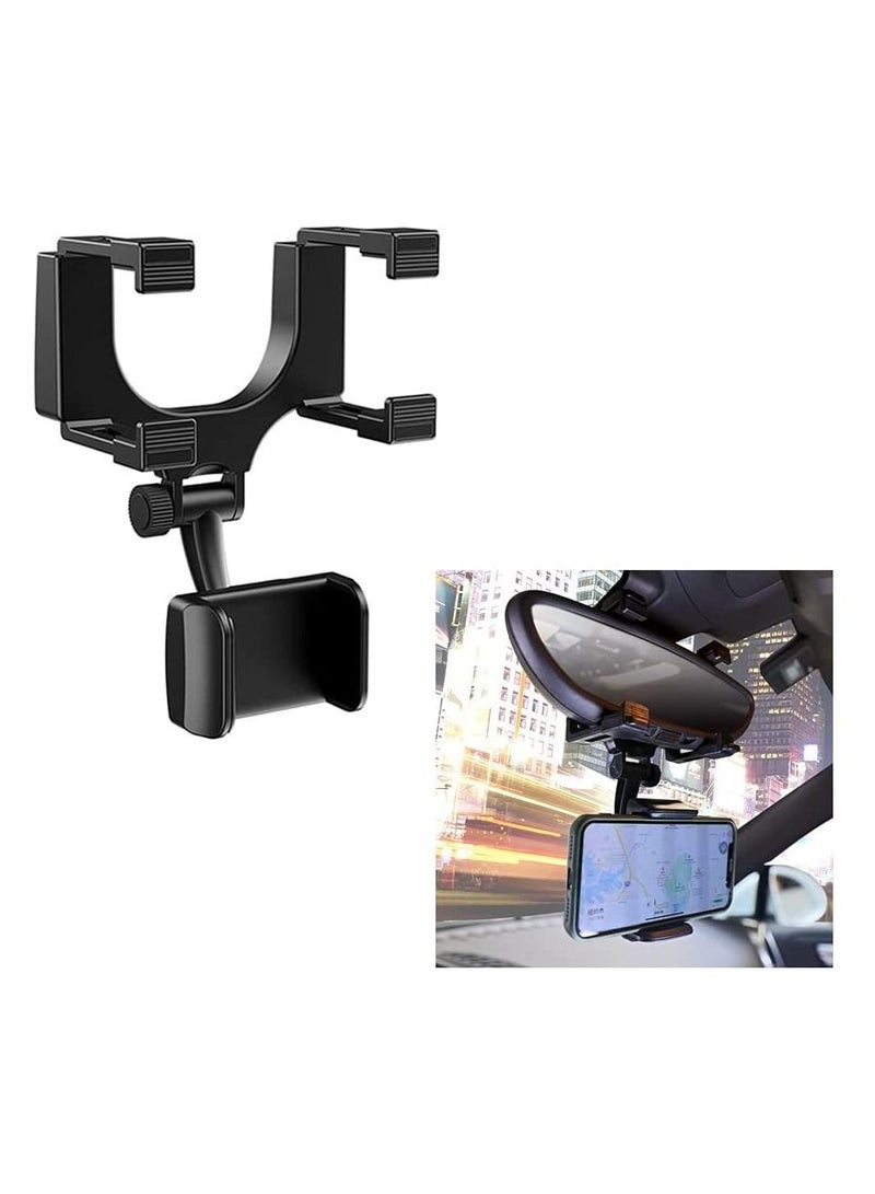 Rear View Mirror Phone Holder Mount with 270° Adjustable Clips - Image 4