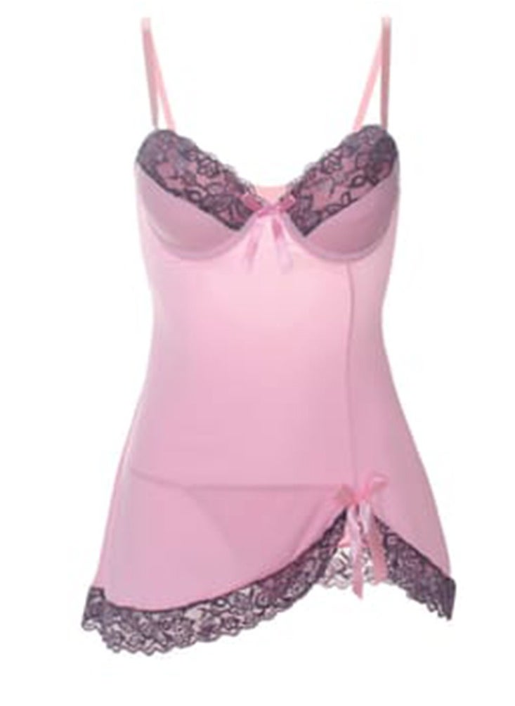 Hanady Elegant Women's Lingerie Lace  Material - pink Babydoll 