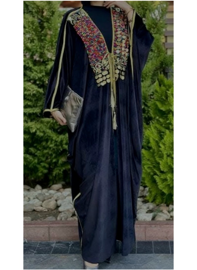 Women Ramadan Opened Kaftan Abaya velvet black with wooden beads - pzsku/Z0839610FCC8D7CBF6995Z/45/1741323894/feaad568-d5ac-44e7-a701-eb8fe3a05039