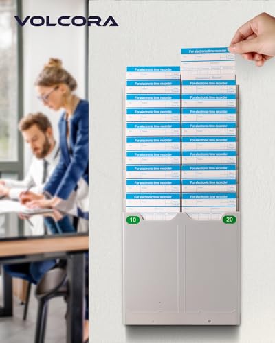 Volcora Expandable Time Card Rack 20 Pockets, Time Card Holder Wall Mount with 20 Number Stickers and 2 Screws, for Attendance Recorder - Image 4