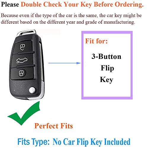 SANRILY Bling Flip Key Fob Cover Compatible with Audi A1 A3 A4 A6 A8 Quattro Q3 Q7 S3 S6 RS3 RS6 R8 TT TTS Leather Key Fob Case with Bling Leather Keychain White - Image 3