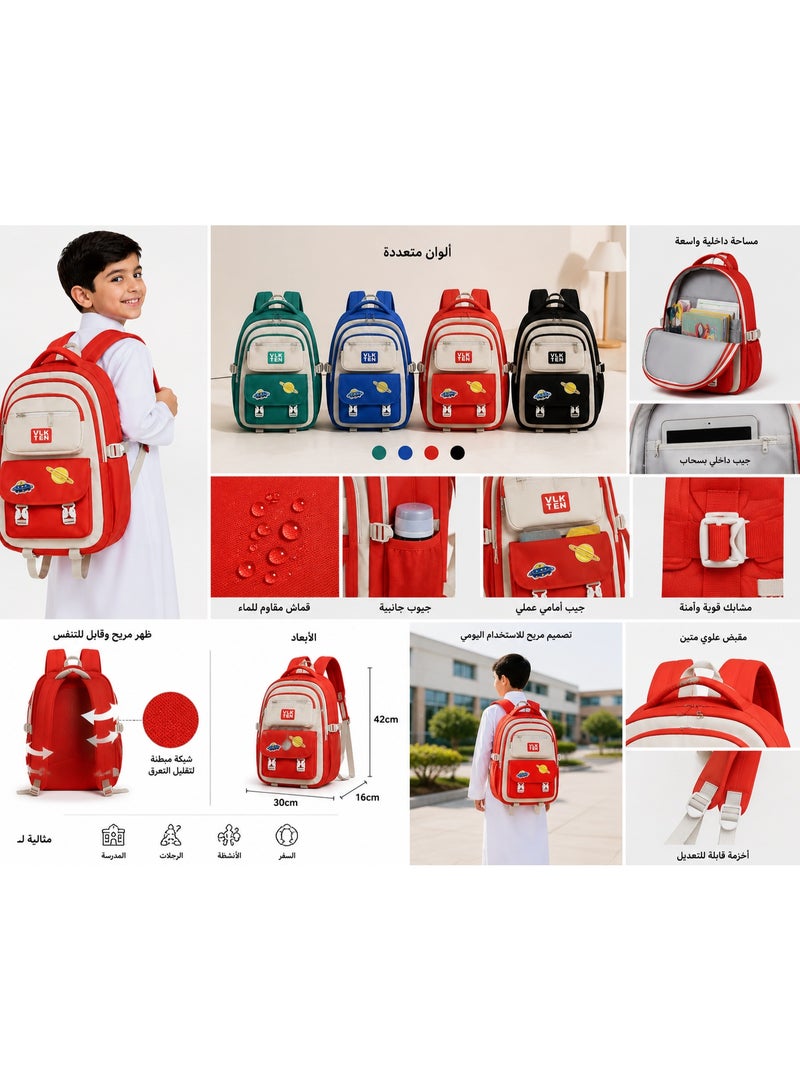 Unisex children's school backpack – large, multi-pocket, lightweight school bag – stylish and comfortable back-to-school bag for elementary and middle school students. - Image 3